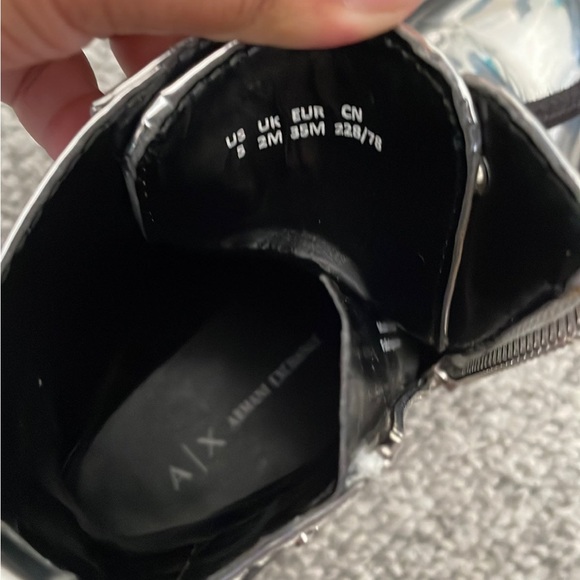 Armani Exchange high Shine Metallic combat boot size 5US - Picture 2 of 8